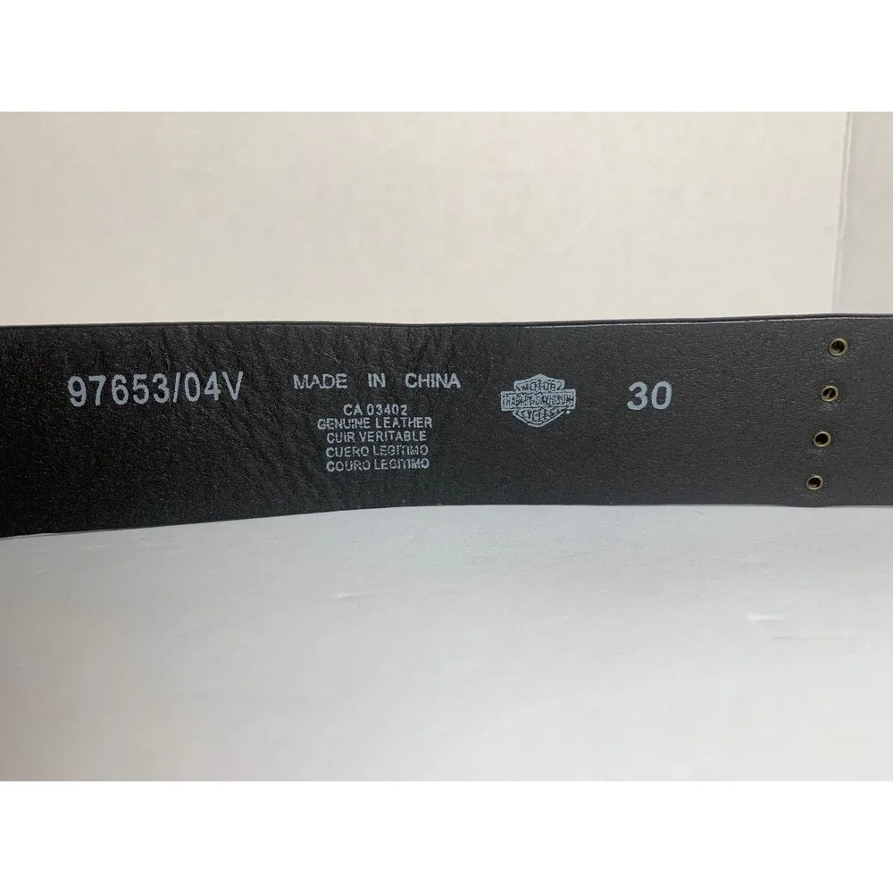 Harley-Davidson Mens Tan Leather Double Prong Biker Belt 97653-04V Size 30
